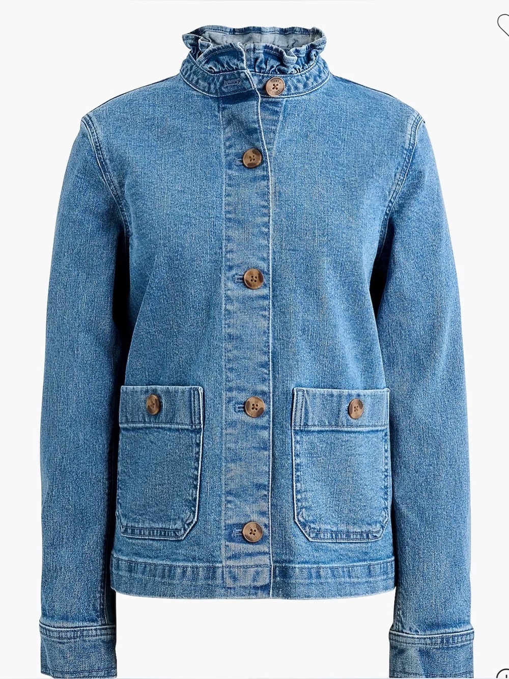 J. Crew Factory Indigo Denim Jacket with Ruffle Collar